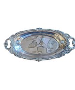 Silver Plate Dish Trinket Serving Platter Shinny Scalloped Edge Oval 14&quot;... - £23.29 GBP