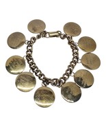 Vintage 10 Commandments Charm Bracelet Gold-tone 7” Religious Christian  - $27.99