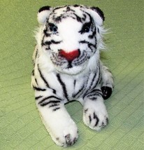 Rinco Realistic White Tiger Plush Stuffed Animal 13" + 10" Tail Black Stripes - $11.34