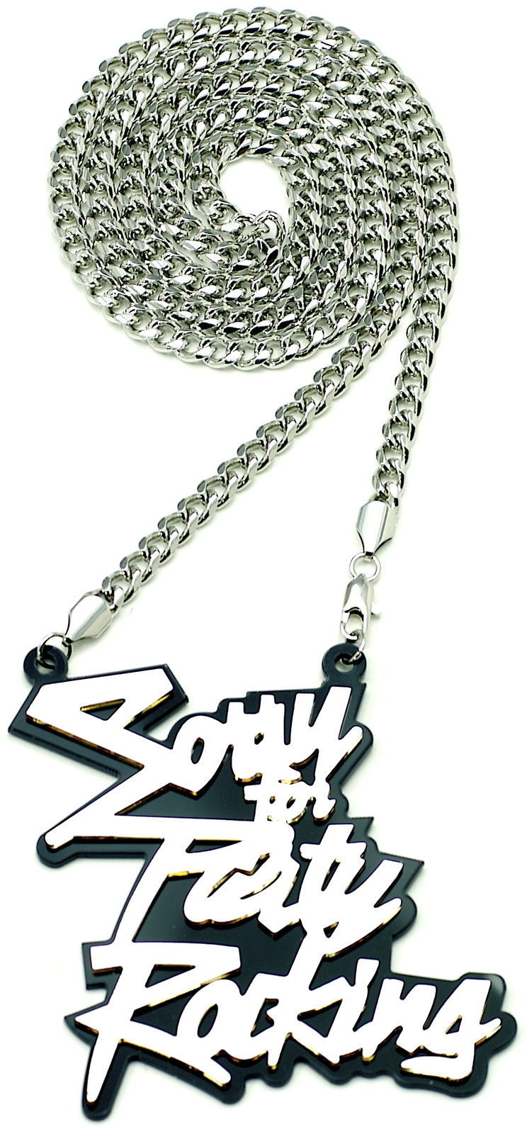 Primary image for Sorry For Party Rocking Necklace Reflective Acrylic 36 Inch Cuban Chain