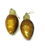 Gold Sequin Set of 2 4 1/2&quot; Christmas Light Ornaments - €8,64 EUR