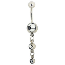 New Soccer Ball Print World Cup Soccer Mom 3 Tier 14g Belly Button Ring Barbell - £8.03 GBP