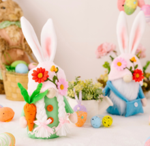 New Set Easter Faceless Gnome Rabbit Spring Decoration - £22.94 GBP