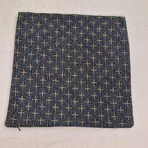 Pillow Cover Plus Cross Embroidery Textured Blue And Gold 16 Sq - £9.54 GBP