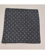 Pillow Cover Plus Cross Embroidery Textured Blue And Gold 16 Sq - £9.34 GBP