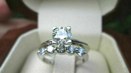 925 Sterling Silver 2.00Ct Round Cut Simulated Diamond Solitaire Bridle Ring Set - £64.46 GBP