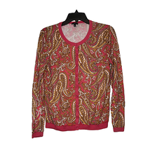 Talbots Petites Womens Cardigan Size LP Coral Multi-Floral Cotton Blend ... - £20.23 GBP