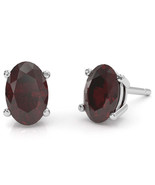 Garnet 8x6mm Oval Stud Earrings in 14k White Gold - $6,917.59 MXN