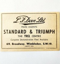 1954 Dove Ltd Standard Triumph Car Dealership Advertisement Automobilia ... - €17,25 EUR