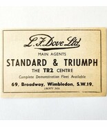1954 Dove Ltd Standard Triumph Car Dealership Advertisement Automobilia ... - €17,17 EUR 1954 Dove Ltd Standard Triumph Car Dealership Advertisement Automobilia ... - €17,17 EUR