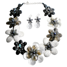 Grey Scale Natural Stones Necklace/Earring Set - £59.81 GBP