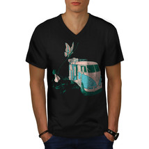 Hippie Bus Shirt Vintage Van Men V-Neck T-shirt - £10.14 GBP