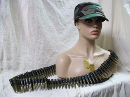 Camo Costume Kit Military Hat Bullet Belt Tags Army Soldier Rambo Gamer Heist - £15.60 GBP