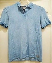 Calvin Klein Jeans Mens Small Polo Shirt Light Blue Rubber Logo - £17.07 GBP