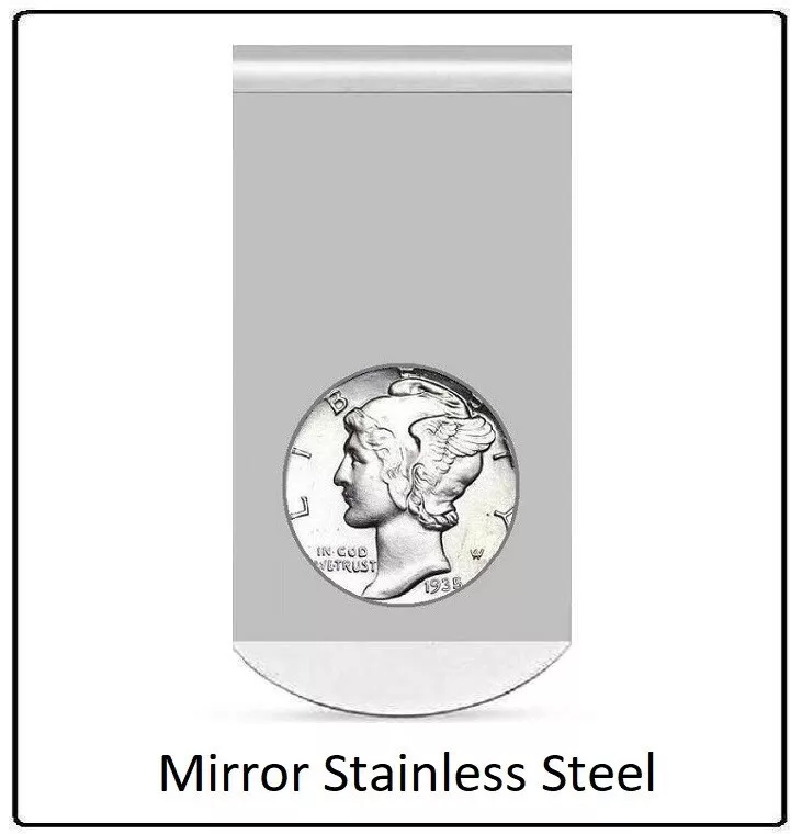 UniqueJewelry MERCURY DIME Money Clip - mirror stainless steel - vintage... - $12.99