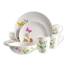 Dinnerware Set 16 Piece Garden Butterflies Service for 4 - $64.38