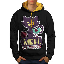 Wellcoda Meh Whatever Animal Mens Contrast Hoodie, Grumpy Casual Jumper - £30.93 GBP