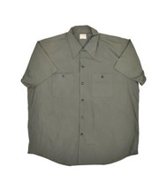 Vintage Grants Short Sleeve Button Up Shirt Mens XL Permanent Press Oliv... - $18.32