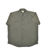 Vintage Grants Short Sleeve Button Up Shirt Mens XL Permanent Press Oliv... - £14.39 GBP