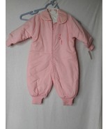 NWT Vintage 1970s Size S one piece pink zip snowsuit w/Stork Embroidery ... - $55.99