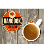 HANCOCK GASOLINE 3.54&quot; Round Custom Made Set of 4 Hardboard Beverage Coa... - $19.62