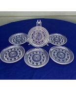 Federal Glass Button &amp; Cane Windsor bread salad dessert set of six vtg p... - $19.99