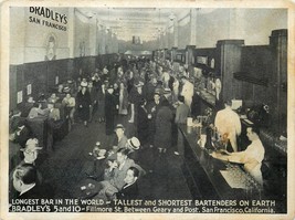 Oversize Long Bar Bradleys 5&amp;10 San Francisco Tall  Bartenders Postcard CA R567 - $14.85