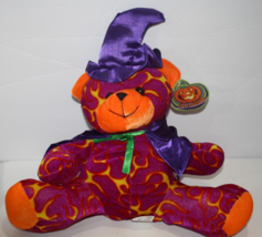 Kellytoy Web Teddy Bear Plush 10&quot; Purple Witch Hat Stuffed Flames Soft Toy 2011 - £11.64 GBP