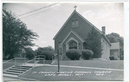 St Francis Xavier Catholic Church Lake Mills Wisconsin Real Photo RPPC postcard - $7.43