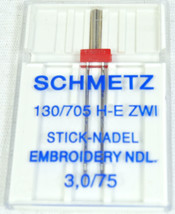 Schmetz Sewing Machine Twin Embroidery Needle Size 75, ZE-75B - $7.95