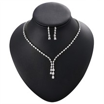 Val high quality teardrop cubic zirconia cz necklace and earring elegant wedding bridal thumb200