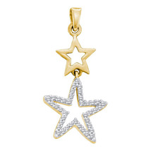 10k Yellow Gold Womens Round Diamond Star Fashion Pendant 1/10 Cttw - £107.22 GBP