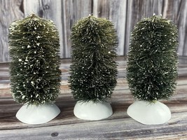 Dept 56 Christmas Village Flocked Bottle Brush Bushes Trees - Lot of 3 - $6.89