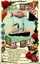Vtg Postcard - Hands Across The Sea - Beagles&#39; Postcards - Ship Roses Handshake - £34.13 GBP