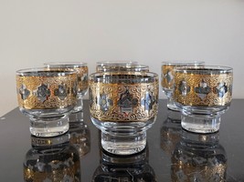 Mid Century Culver Valencia Pattern Set of 7 Footed Old Fashioned Tumblers - £117.91 GBP