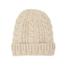 Time And Tru Women&#39;s Solid Cable Knit Beanie Hat Oatmeal Heather New - $15.47