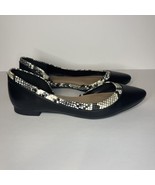 BCBG Women’s Black Round Point Toe Flats with Snake Print Accent Sz 5.5 ... - $20.38 CAD