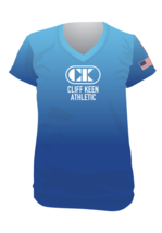 Cliff Keen | SWLSSVCK | Women&#39;s Sublimated V-Neck Loose Gear Shirt | Faded Blue  - £31.96 GBP