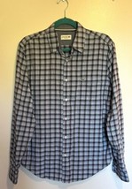 Lacoste Mens Flannel Shirt Size Medium Blue Plaid Cotton Button Up Collared - £27.37 GBP