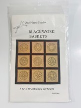 One Horse Studio Blackwork Basket Embroidery Pattern Wall Hanging - $9.85