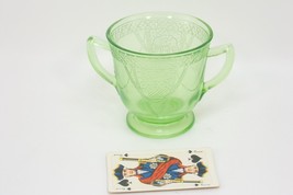 Vintage Georgian Green Federal Depression Glass Open Sugar 2 Birds Swag Footed - £20.02 GBP