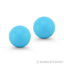 3mm to 8mm Blue Turquoise Ball Studs 14k 14kt Yellow Gold Pushback Stud Earrings - £26.92 GBP+