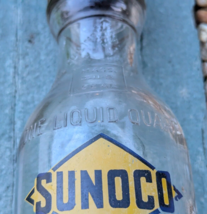 Vintage Sunoco Glass Oil Bottle with Metal Spout image 9