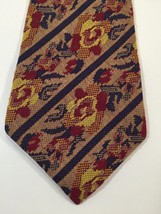 Vintage Handmade Tie by Kathy Plotner - Brown, Red, Blue, Yellow - £31.46 GBP