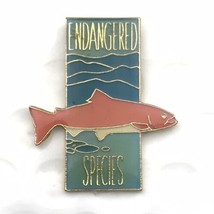 Endangered Species Trout Pin Gold Tone Enamel Fish Conservation￼ - $9.95
