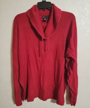 Jones New York Sweater Women&#39;s XLarge Long Sleeve Drawstring Cowl Neck Red - £17.11 GBP