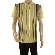 Mens Stacy Adams Italian Style Knit Woven Shirt Short Sleeves 3112 Honey Beige image 2
