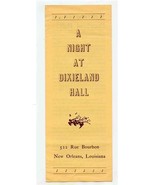 A Night at Dixieland Hall Brochure Rue Bourbon New Orleans Louisiana 1950&#39;s - £21.83 GBP