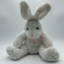 Chosun Bunny Rabbit Plush Pink Ribbon 12” White Sitting Stuffed Animal Toy - £14.93 GBP