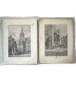 Antique Cassell Engraving Prints Set of 2 Reutlingen &amp; Town Hall Halbers... - $28.80